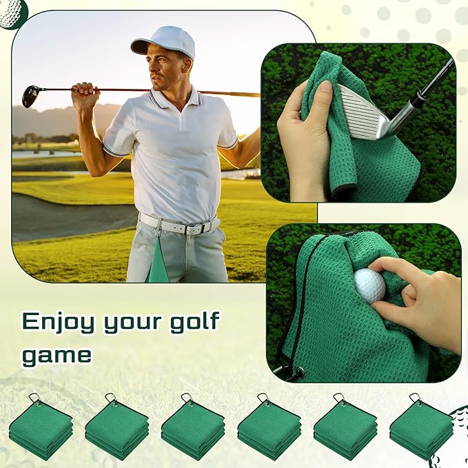 Batiyeer Golf Towels Bulk for Bags 16'' x 16'' Microfiber Waffle Pattern Golf Towel with Clipfor Mini Tournament, Club, Yoga, Fitness