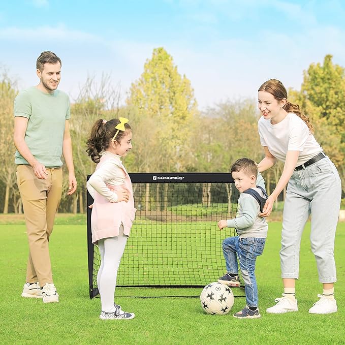 SONGMICS Kids Soccer Goals for Backyard, 4x3 ft Portable Soccer Nets Training Equipment, Toddler Soccer Goal with Carrying Bag, for Field