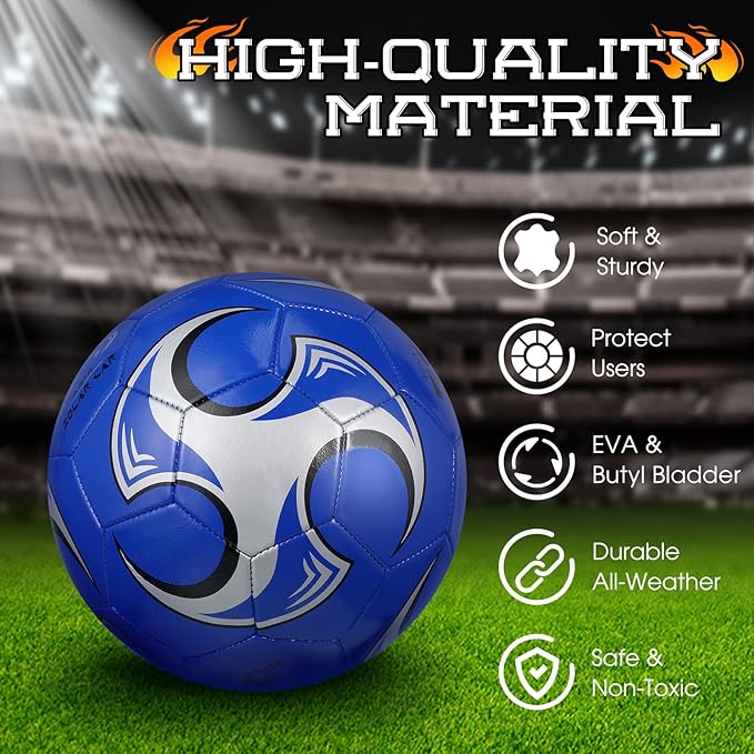 Wettarn 24 Pcs Soccer Ball Bulk with Pump and Net Bag Outside Machine Stitched Sport Soccer Balls for Practice Playing Game Training Gifts