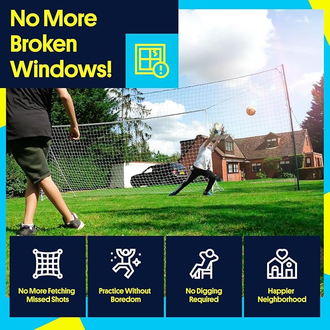 Soccer Goals & Soccer Backstop Net with Rebounder - All-in-One Backyard Net - Sports & Outdoors Soccer Goal for Volley, Passing, Solo Training