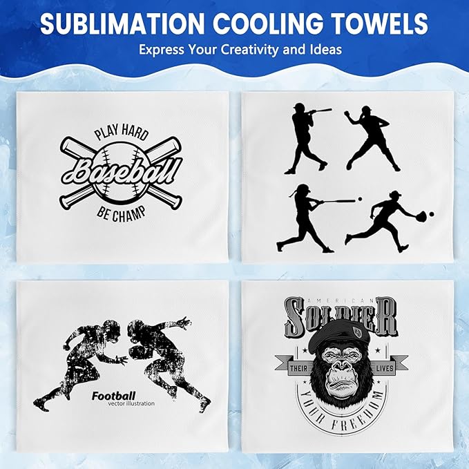 Hosuly 150 Pack Cooling Towels Bulk 40 x 12 Inch Large Chilly Breathable Sweat Sports Cold Towels Sublimation Microfiber Ice Neck Rags for Hot Weather Workout Baseball Softball Gym Team Gift(White)