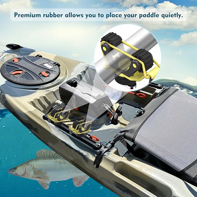 1005 2 PCS Kayak Paddle Holder with Rubber Ring Rollers Fits Various Shaft Diameters for Holding Paddle, Rod, Net and More – Improved Compatibility for Fishing Kayaks