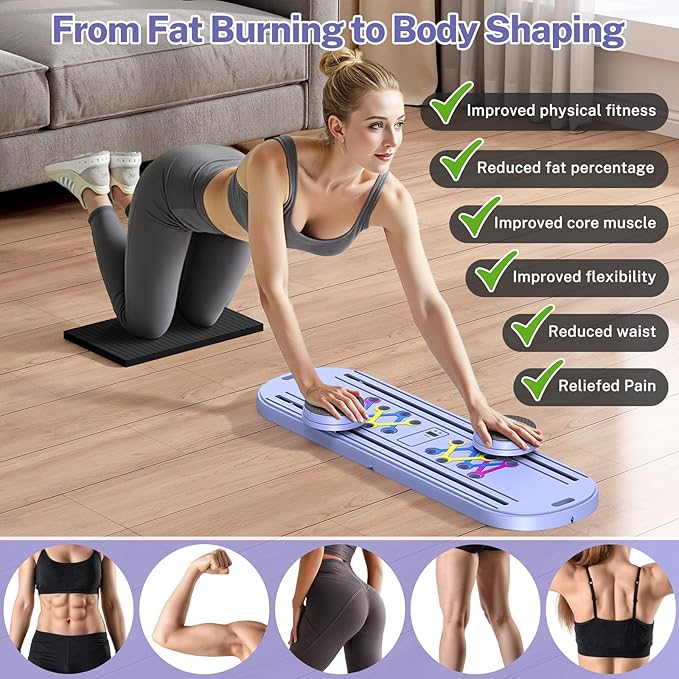 Pilates Board,Foldable Pilates Reformer Equipment with Timer, 7-in-1 Multi-Purpose Portable Pilates Reformer Machine Home Pilates Kit for Home Workout,Fitness,Exercise,Abs