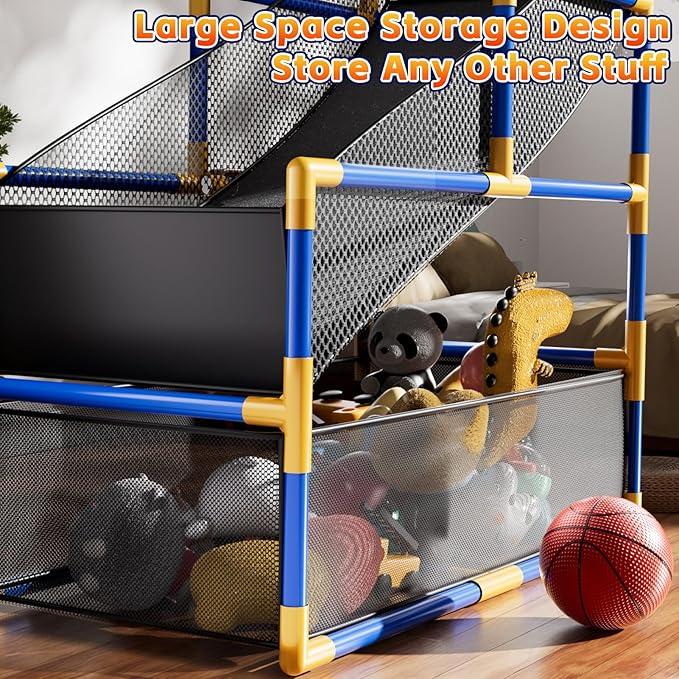 Kids Arcade Basketball Game Set with 4 Balls and Air Pump, Indoor Outdoor Basketball Hoop Sports Toy Gifts for Kids Boys Girls 3-12 Years Old, Ideal for Competition and Carnival Party Games