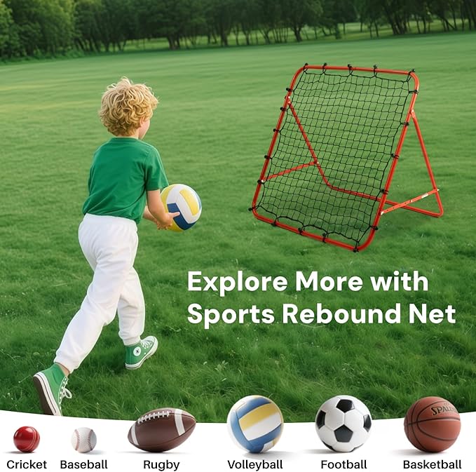 Soccer Rebounder Net - Portable Bounce Back Trainer for Soccer, Baseball, Softball & Lacrosse | Adjustable Practice Target Pitchback Net for Backyard Training Equipment Gift for Kids & Adults