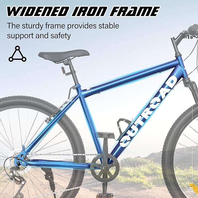 Beterland 26 Inch Mountain Bike, 1/7/21 Speed Comfort Bike wth Dual V Rakes, Bikes for Adults with Front Suspension and High Carbon Steel Frame, Bicycle with Adjustable Ergonomic Seat