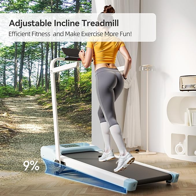 Walking Pad Treadmill with Handle Bar 3-in-1 Foldable Treadmills for Small Space 300 LBS Capacity, 3.0HP Portable Under Desk Treadmill for Home Office with LED Display Remote APP Control