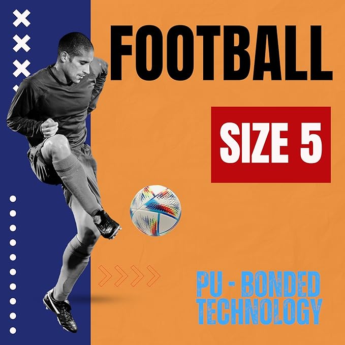 Thermo Bonded Polyurethane Soccer Ball Size 5 – Professional Grade PU Material, USA Quality Outdoor Sports, Premium Size 5 Soccer Ball for Training & Competitive Matches