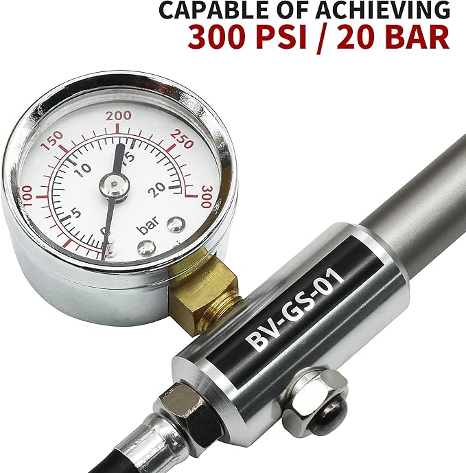 BV Mini Bike Pump Portable Frame Pump, Shock Pump for Bike Shock, Air Ball Pump Inflator with Ball Pump Needles, Mini Pump Fits Presta & Schrader- Smart Valve