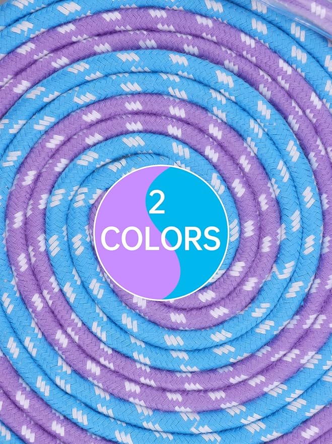 Lorvain Jump Rope for Kids, Adjustable Kids Jump Ropes for Girls Boys Toddler Fitness, Cotton Skipping Rope with Wooden Handle for Outdoor Fun Activities Exercise