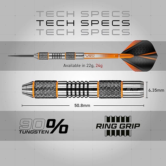 RED DRAGON Amberjack Series Darts Set with Flights and Shafts (Stems)