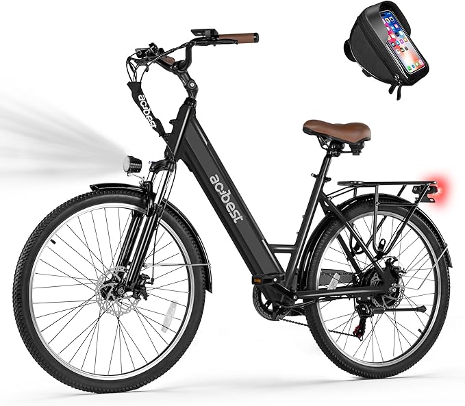 Cores Electric Bike for Adults, 26" Electric Commuter Bike with 1200W Peak Motor, 28MPH 70 Miles Max, 48V 576Wh Removable Battery, 7-Speed City Cruiser Mountain E Bike for Commuting