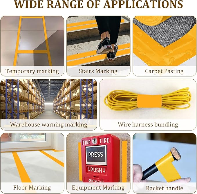 328FT Pickleball Court Marking Kit Orange Temporary Pickleball Court Lines Tape for Badminton, Tennis, Basketball, Pickleball Court Marking