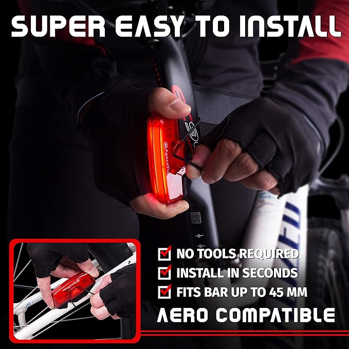 Bike Tail Light USB Rechargeable by Apace - Super Bright 100 Lumens LED Bicycle Rear Light Easily Clips on as a Red Taillight for Optimum Cycling Safety