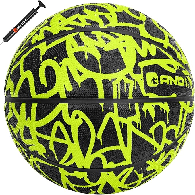 AND1 Fantom Graffiti Rubber Basketball - Streetball for Indoor and Outdoor Use, Deep Channel Construction and Durability