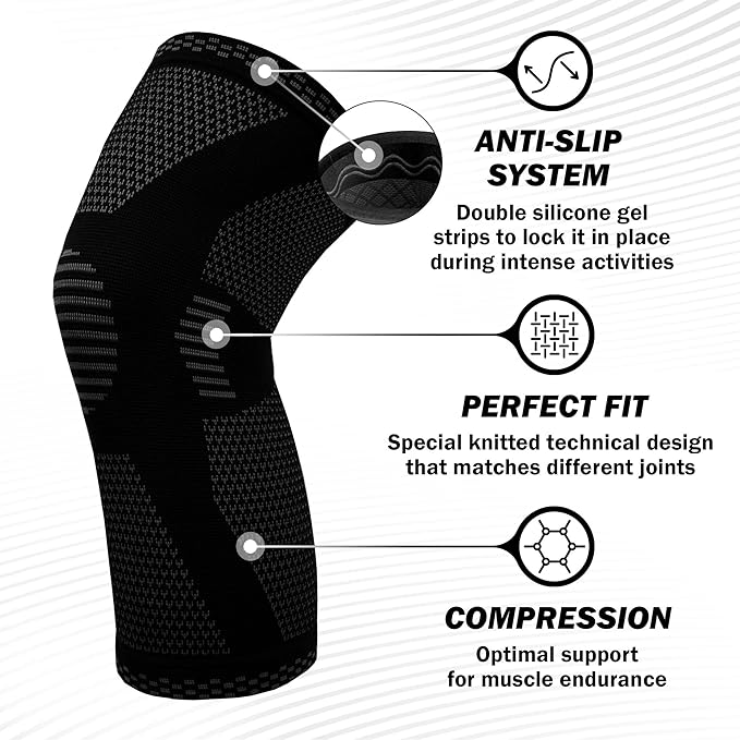 POWERLIX Leg Sleeve - Best Knee Brace for Leg Pain for Men & Women Knee Support for Running, Basketball, Volleyball, Weightlifting, Gym, Workout, Sports Please Check Sizing Chart