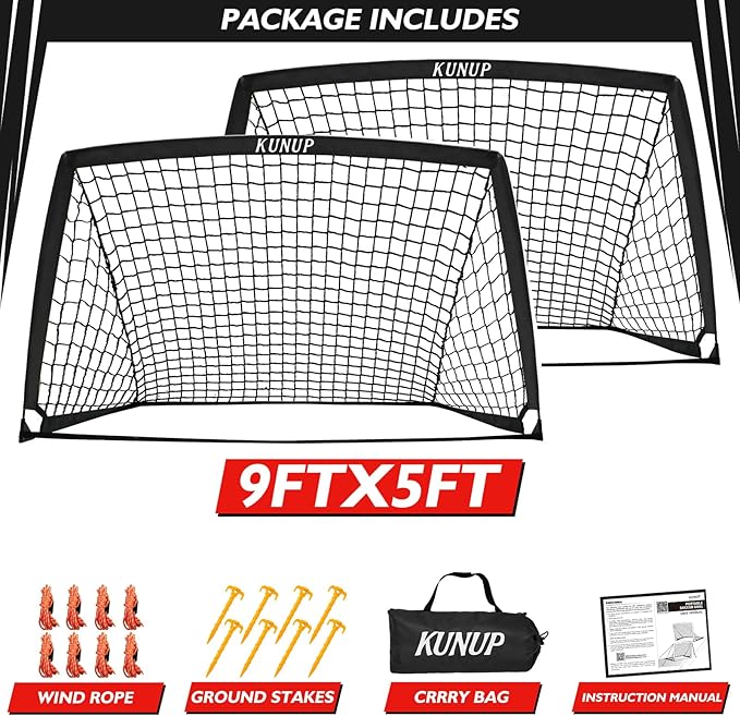2 of 5×3 6x4 9x5 FT Portable Kids Soccer Goals Set, Foldable Soccer Practice Nets for Backyard with Carrying Bag for Toddler Youth Pop Up Soccer Training Equipment Indoor Outdoor Sports Game Gift