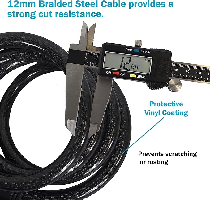 Lumintrail Combination Bike and Scooter Lock Cable - 6ft Bike Locks Heavy Duty Anti Theft with Combinations - Bike Cable Lock Combination with Lock Holder (1 Pack, Black)