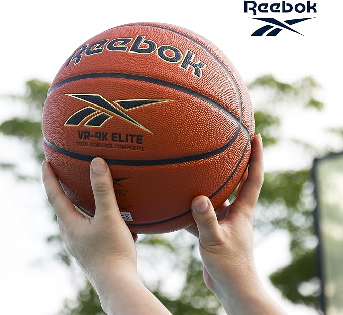 Reebok Elite Basketball, Official Size, Composite Leather, Anti-Slip Grip, Consistent Shape Retention, Includes Pump & Needle, VR-4K Series