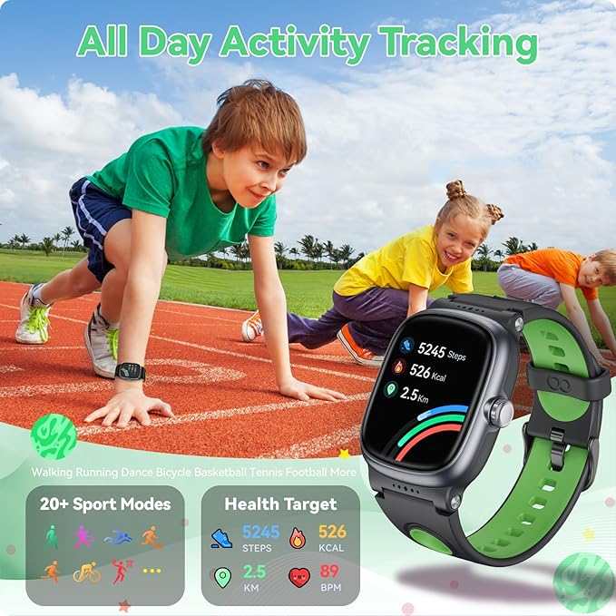 Smart Watch for Kids with Heart Rate Sleep Monitor, Games/Alarm/IP68 Waterproof Smart Watch for Boys Girls, Step Calorie Pedometer Activity Tracker, Kids Fitness Watch Birthday Gifts for Aged 4-16