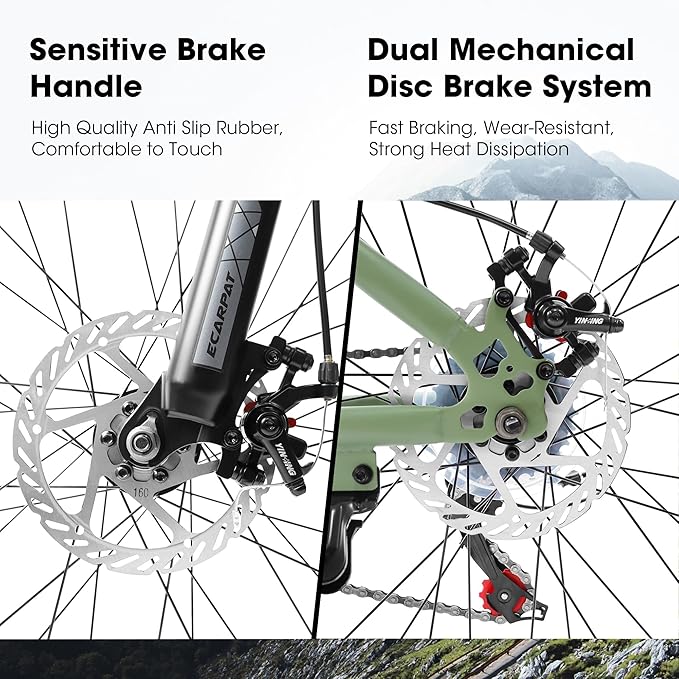 Mountain Bike 27.5 Inch Wheels, 21-Speed Mens Womens Trail Commuter City Mountain Bike,High Carbon Steel Frame Disc Brakes Thumb Shifter Front Fork Bicycles