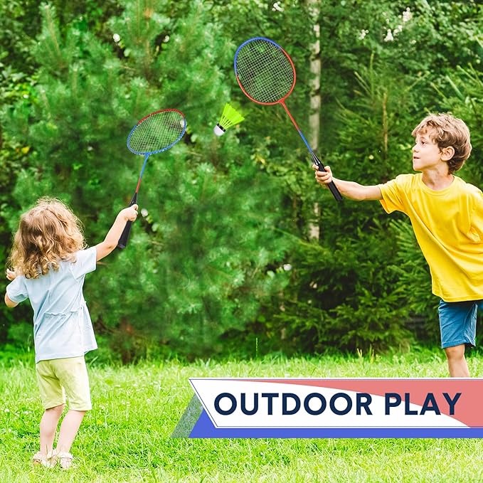 12 Pack Badminton Rackets Set Including Rackets, Nylon Shuttlecocks and Carry Bag for Outdoor Backyard Games Beginners