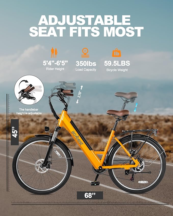 Cores Electric Bike for Adults, 26" Electric Commuter Bike with 1200W Peak Motor, 28MPH 70 Miles Max, 48V 576Wh Removable Battery, 7-Speed City Cruiser Mountain E Bike for Commuting