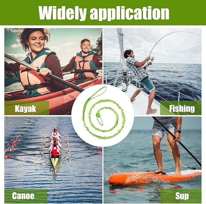 Sumind 4 Pieces Kayak Paddle Leash Kayak Rod Leash Paddle Lanyard Stretchable Coiled Lanyard Accessories for Paddles