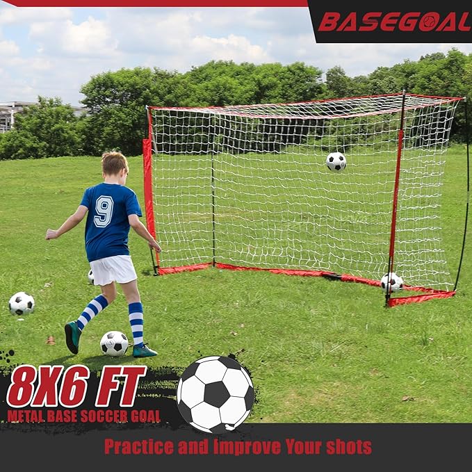 Soccer Goal,Soccer Net,Soccer Goals for Backyard,with Bow Frame,Collapsible Metal Base and Agility Ladder