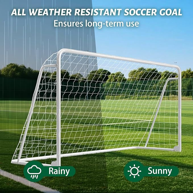 NAIZEA Soccer Goal - 12x6FT/16x7FT/10x6FT/8x6FT/6x4FT Soccer Goals for Backyard - Metal Soccer Goals for Youth Adult - Multiple Sizes Colors - Perfect for Games Indoor Outdoor Practice