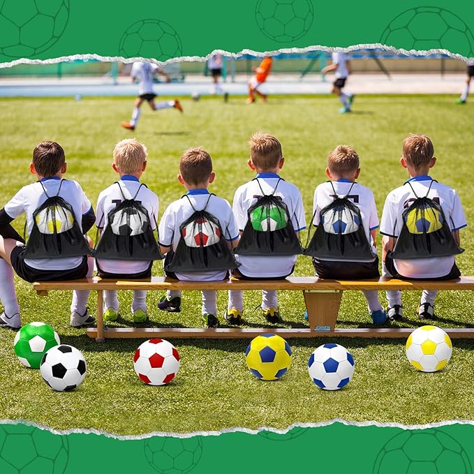 6 Pack Operation Deflated Christmas Soccer Ball with Pump for Child,Items Bulk Deals Soccer Balls,Classic Soccer Balls with Mesh Sport Bag Pump Needle for Shoebox Gift Fillers Charity Donations