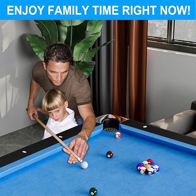 3 in 1 Billiard Table, 5.5 FT Folding Pool Table with Ping Pong Table and Dining Top, Multi Game Table Includes Billiard Accessories and Tennis Paddles for Family Game Room, Basements