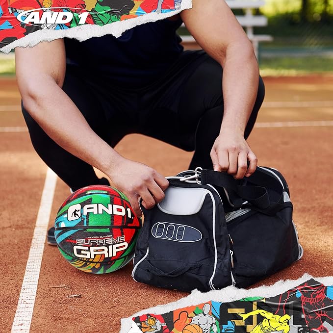 AND1 Supreme Grip Rubber Basketball: Official Regulation Size 7 (29.5 inches) - Deep Channel Construction Streetball, Made for Indoor Outdoor Basketball Games