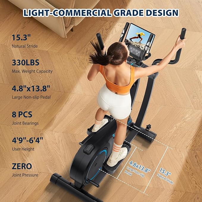 Dripex Elliptical Exercise Machine, Hyper-Quiet Magnetic Elliptical Machine for Home, Elliptical Training Machines with 16 Levels Resistance, 8KG Flywheel, Pulse Sensor, 15.3IN Stride