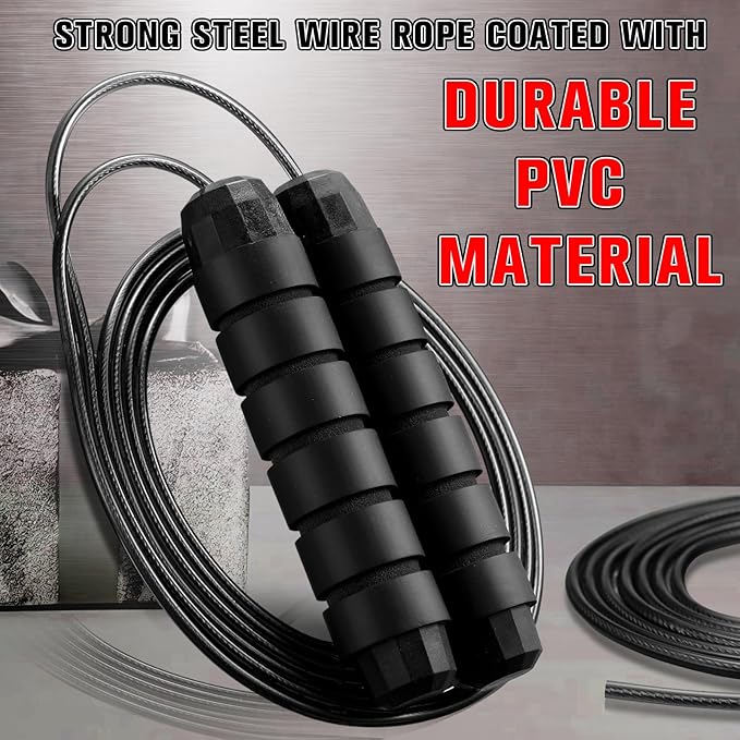 Junkin 12 Pieces Jump Ropes for Fitness with Ball Bearings Speed Jumping Adjustable Skipping Rope with Foam Handles Exercise Jump for Men Women Cardio Training