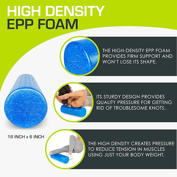 ProsourceFit High Density Foam Rollers 36 - inches Long,Firm Full Body Athletic Massage Tool for Back Stretching, Yoga, Pilates, Post Workout Muscle Recuperation