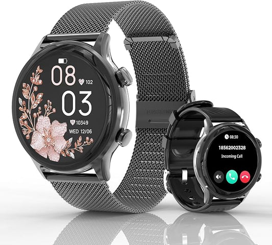 Smart Watch for Women, 1.77" Fitness Tracker with Heart Rate/Sleep/SpO2/Stress Monitor, Fitness Watch for Answer Calls, IP68 Smartwatch for iOS Android, Step Counter Watch, 123+ Sport Modes,2 Bands