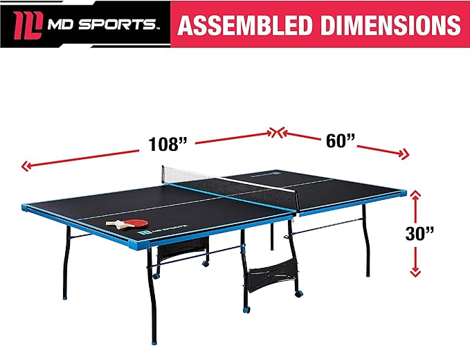 MD Sports Table Tennis Tables Multiple Styles Ping Pong Tables, Foldable for Easy Storage with Nets Included, Perfect for Family Game Rooms