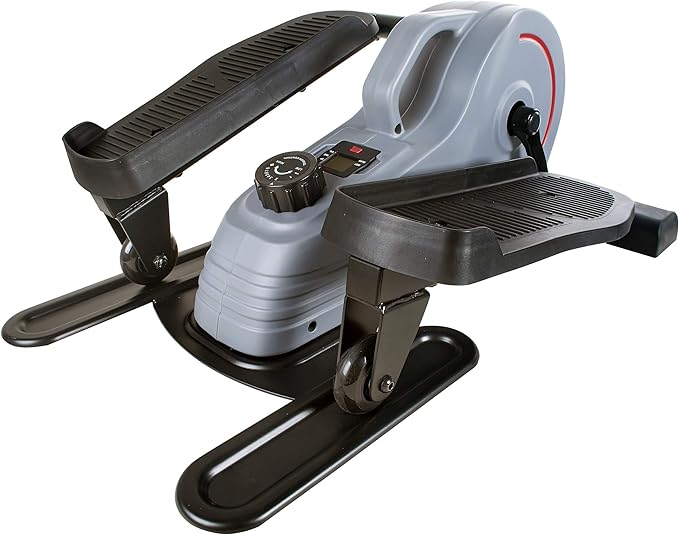 Sunny Health & Fitness 2-in-1 Sit/Stand Mini Elliptical Machine, Portable Under Desk Peddler Exerciser for Senior Home Workout, Optional Free Sunnyfit App Bluetooth Link, Handlebars or Resistance Band