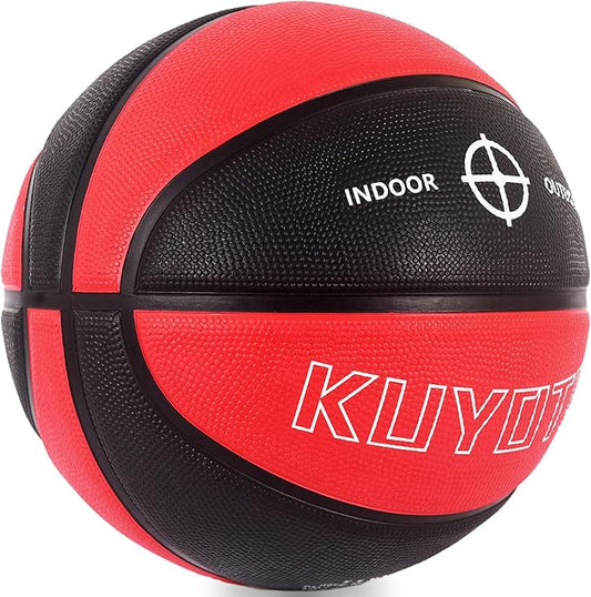 KUYOTQ Kids Toddler Youth Adult Size 3/4/5/6/7 Basketball 22/25.5/27.5/28.5/29.5" Thickened Rubber or Faux Leather Basketball for Boys Girls (Deflated)