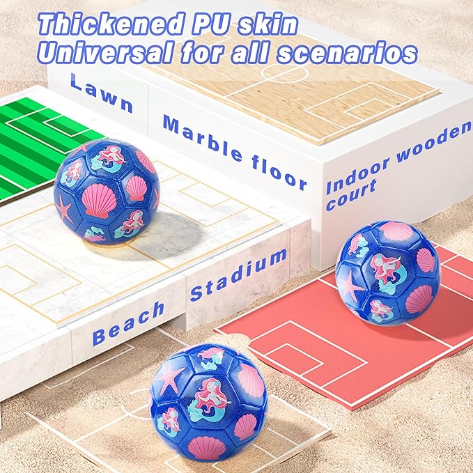 Soccer Balls Size 3 for Girls Soccer Ball for Kids Aged 4-6 6-8 Beginners Outdoors Sports Ball Recreation Playing Ball Birthday Christmas Back to School Gifts