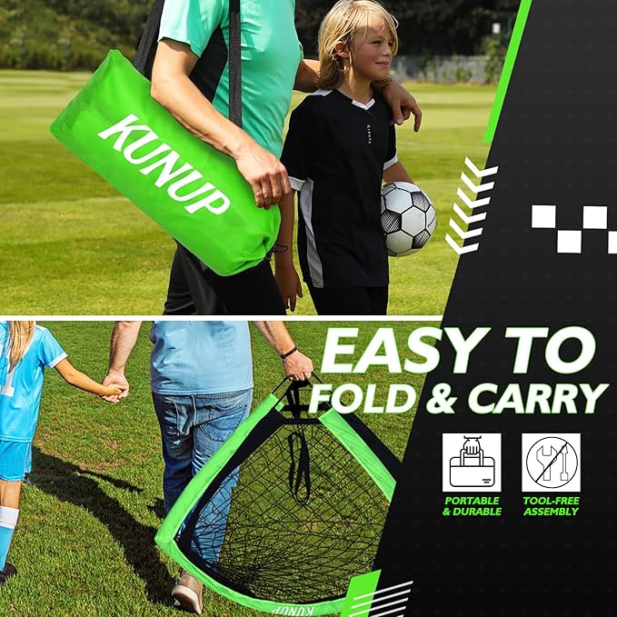 2 of 5×3 6x4 9x5 FT Portable Kids Soccer Goals Set, Foldable Soccer Practice Nets for Backyard with Carrying Bag for Toddler Youth Pop Up Soccer Training Equipment Indoor Outdoor Sports Game Gift