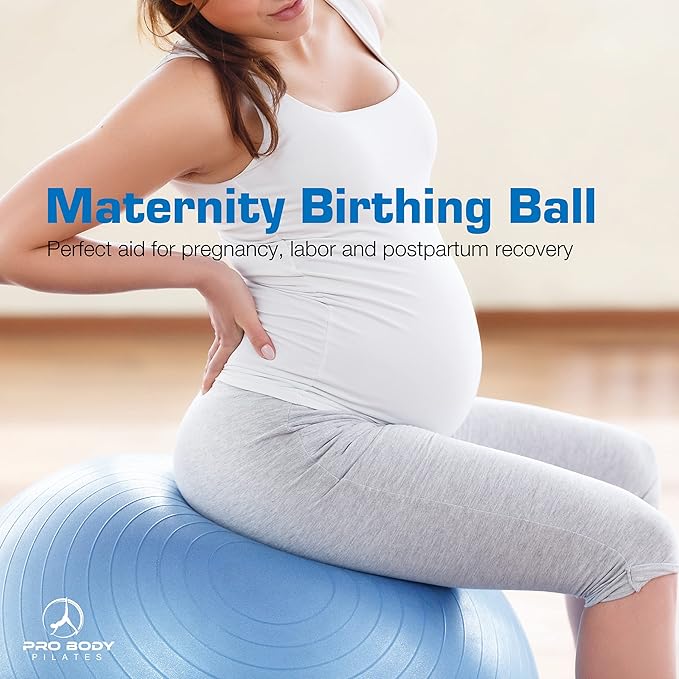 ProBody Pilates Pregnancy Ball - Yoga Ball for Pregnancy with Book, Prenatal, Labor & Postnatal Maternity Exercise