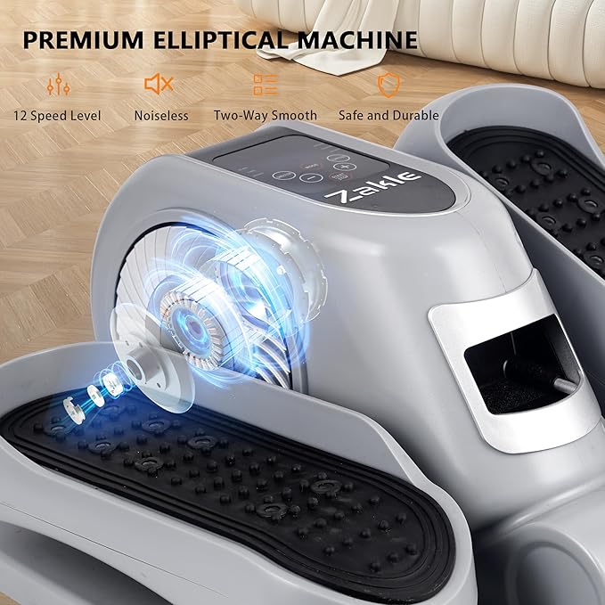 Zakle Under Desk Elliptical Machine, Electric Elliptical Training Machine w/Remote Control, 12 Speed Levels, Quiet Seated Pedal Exerciser for Home Office