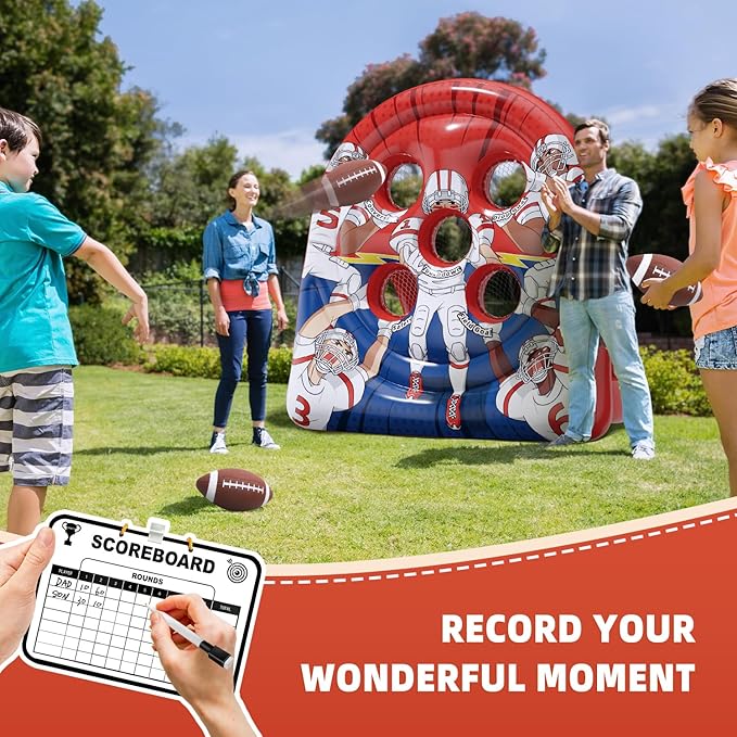 6Ft Football Target Toss Game - Inflatable Football Throwing Target Toy for Kids - Carnival Party Games