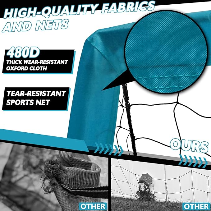 2 of 5×3 6x4 9x5 FT Portable Kids Soccer Goals Set, Foldable Soccer Practice Nets for Backyard with Carrying Bag for Toddler Youth Pop Up Soccer Training Equipment Indoor Outdoor Sports Game Gift