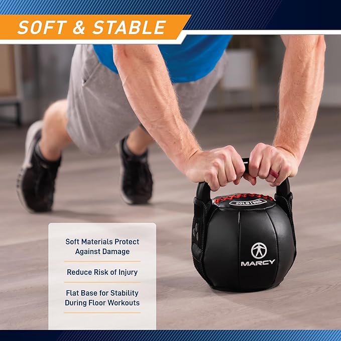Marcy Strength Training Soft Kettlebell with Handle for Weightlifting, Conditioning, Strength and core Training 10 lbs - 40 lbs