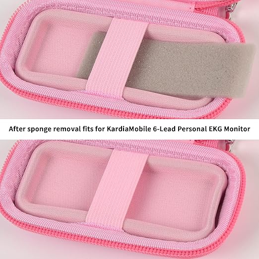 Heart Rate Monitor Case for AliveCor for KardiaMobile 6L / 6L Max 1L Personal EKG Monitor Storage Holder Fits for Cardiac Mobile Portable Heart Rate Monitor Bag Organizer (Pill Box Included) Pink