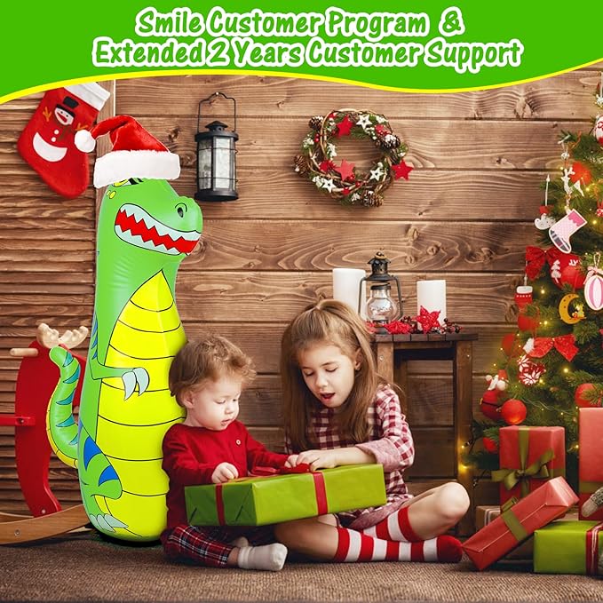 Punching Bag for Kids 47" Inflatable Dinosaur Bop Bag with Thicker Material Instant Bounce Back with Boxing Gloves Karate Kickboxing Taekwondo Kids Gift for Age 3-9 Girls & Boys