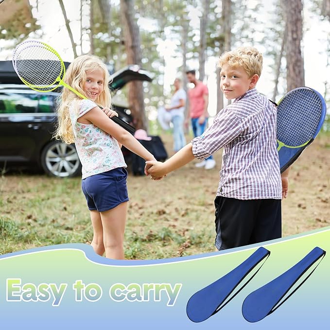 12 Pack Badminton Rackets Set Including Rackets, Nylon Shuttlecocks and Carry Bag for Outdoor Backyard Games Beginners